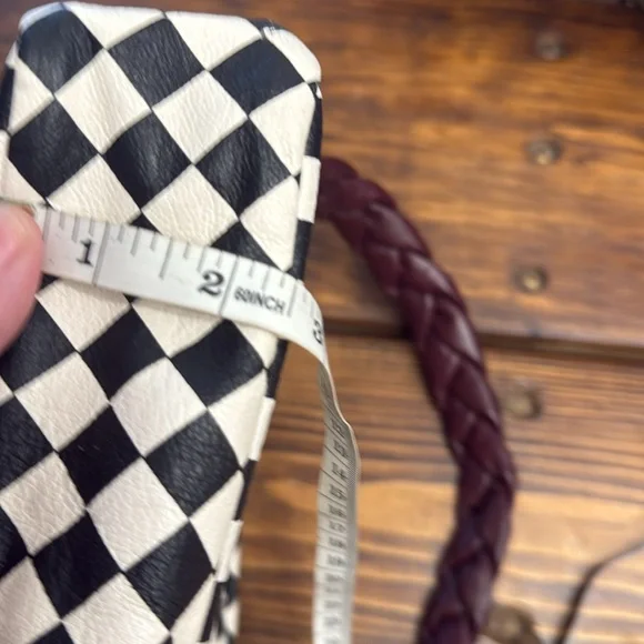 Clare V Checkered Black/Cream Midi Sac with a black shoulder strap - Picture 8 of 8